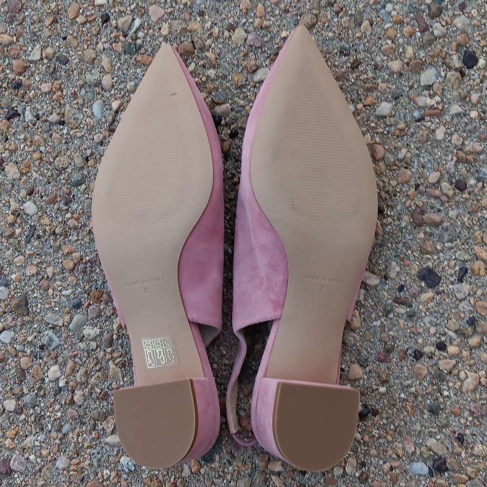 Everlane sling back small block heel pink suede leather shoes womens sz 8 - Picture 7 of 8